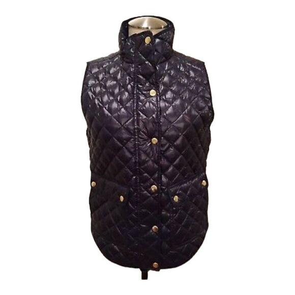 J. Crew | Navy Blue Quilted Down Insulated Shiny Field Puffer Vest C9300 | M - Picture 4 of 9